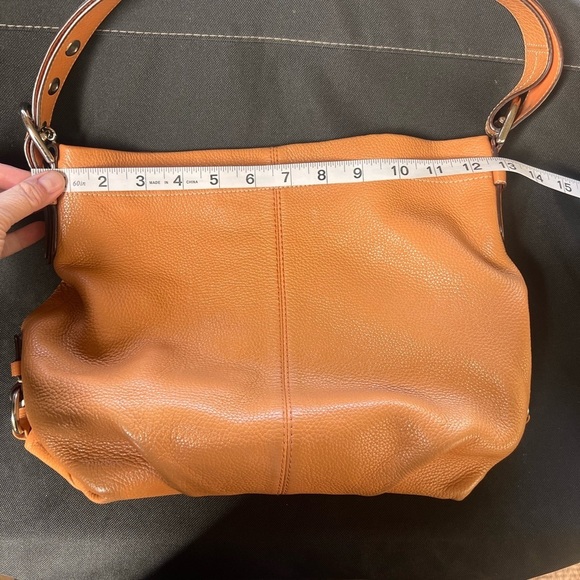 Coach Tan Leather Madison Phoebe Pebbled Orange Purse - Picture 3 of 6